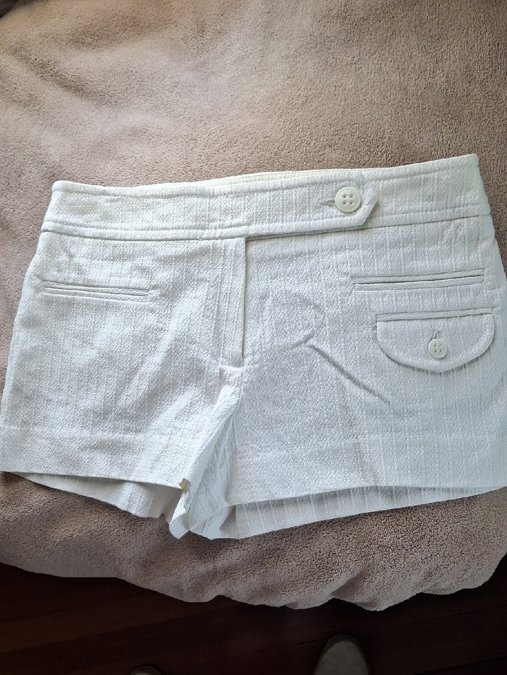 Trina Turk White Textured High-Waist Tailored Shorts